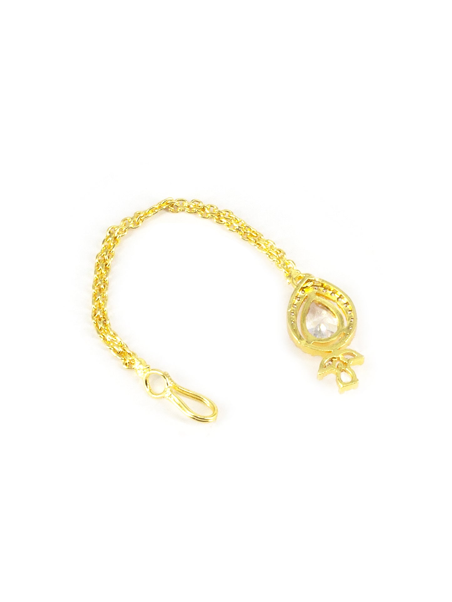 Gold Plated White American Diamond Maang Tikka for Women