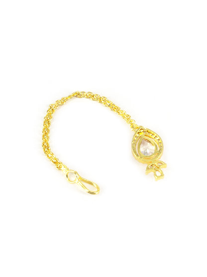 Gold Plated White American Diamond Maang Tikka for Women