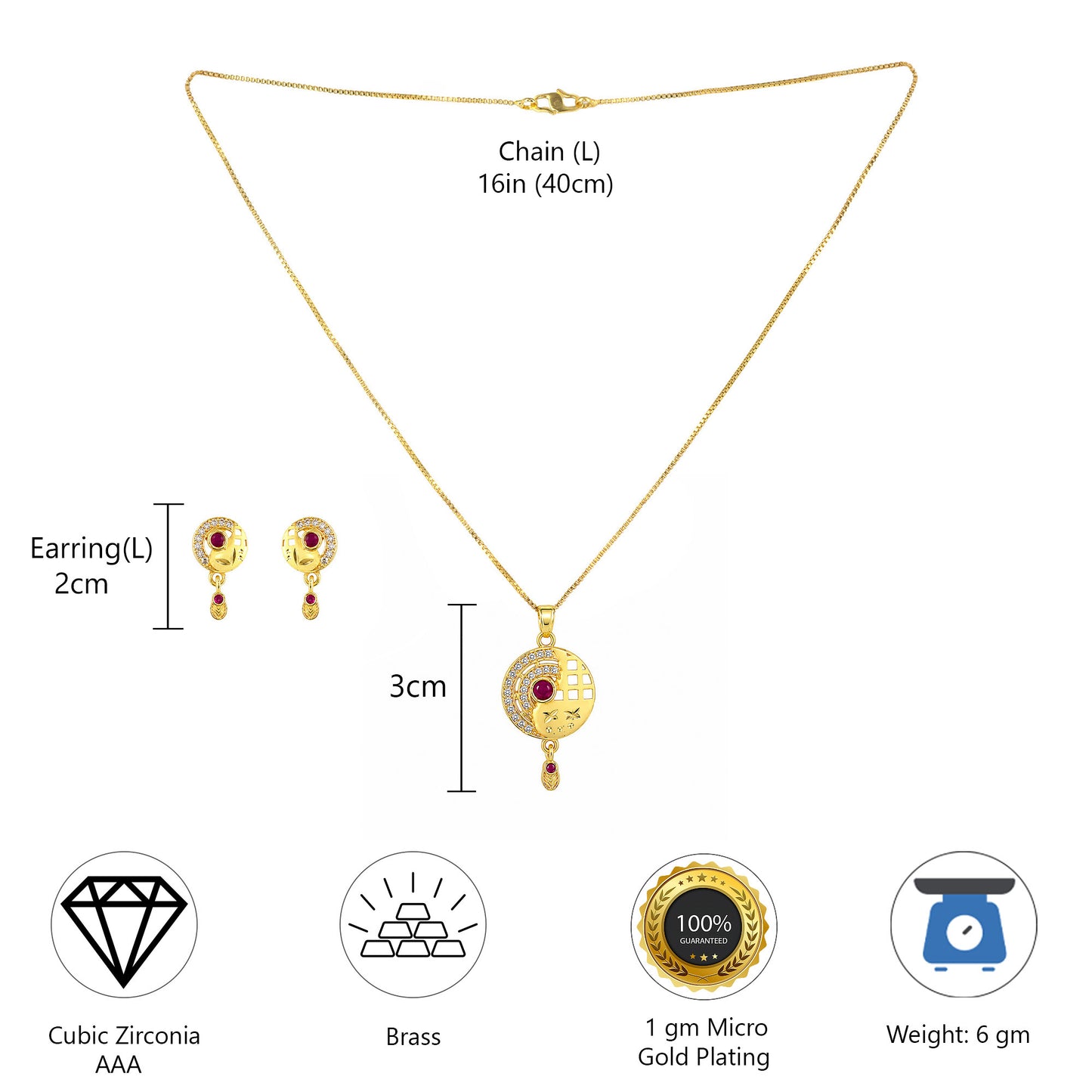 Micro Gold AD Pendant Set for Women