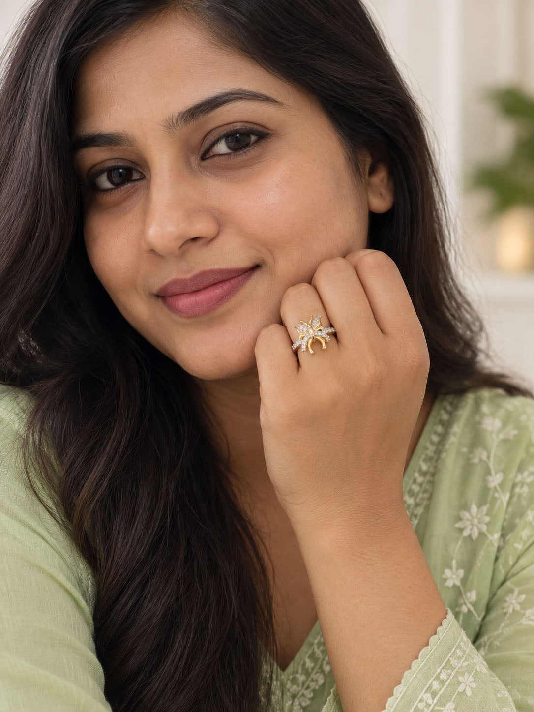 Gold Plated AD Finger Ring for Women