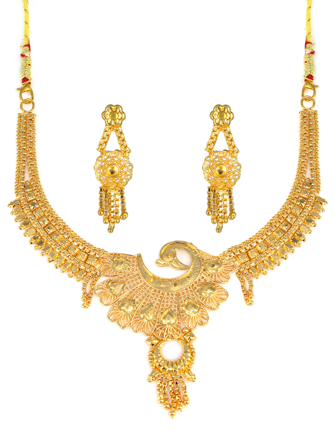 Gold-Plated Peacock Design Jewellery Set