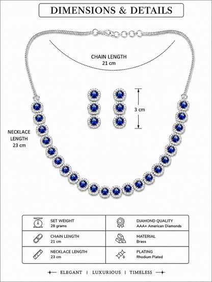 Silver Plated Blue AD Jewellery Set for Women