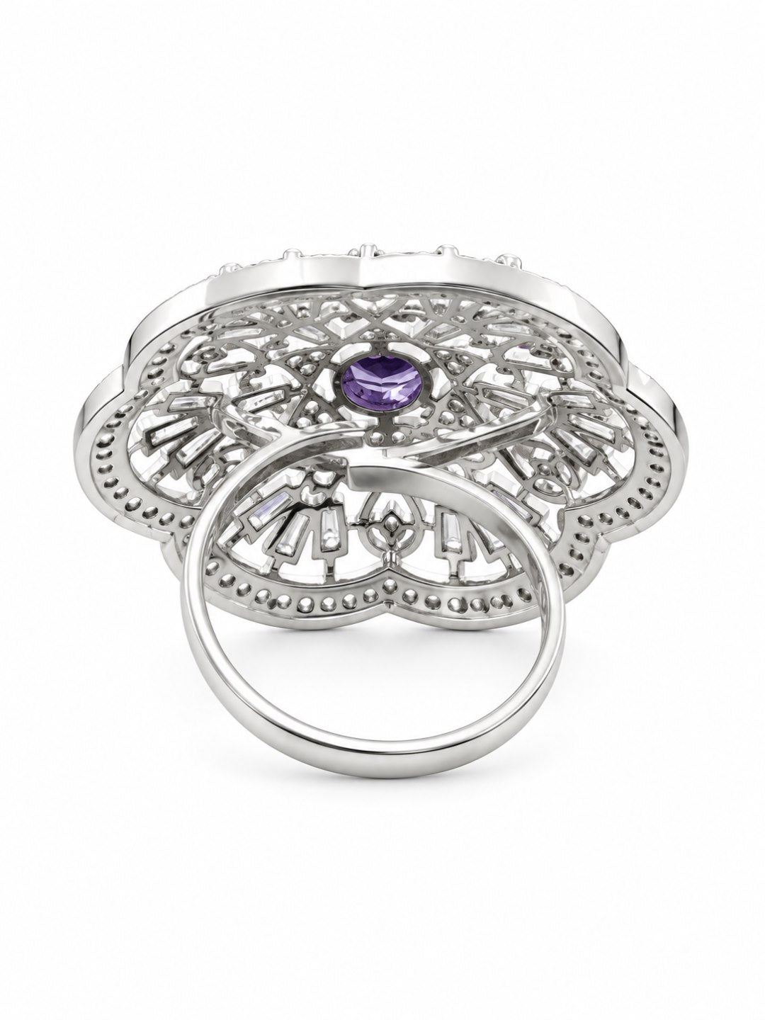 Silver Plated Purple AD Finger Ring for Women