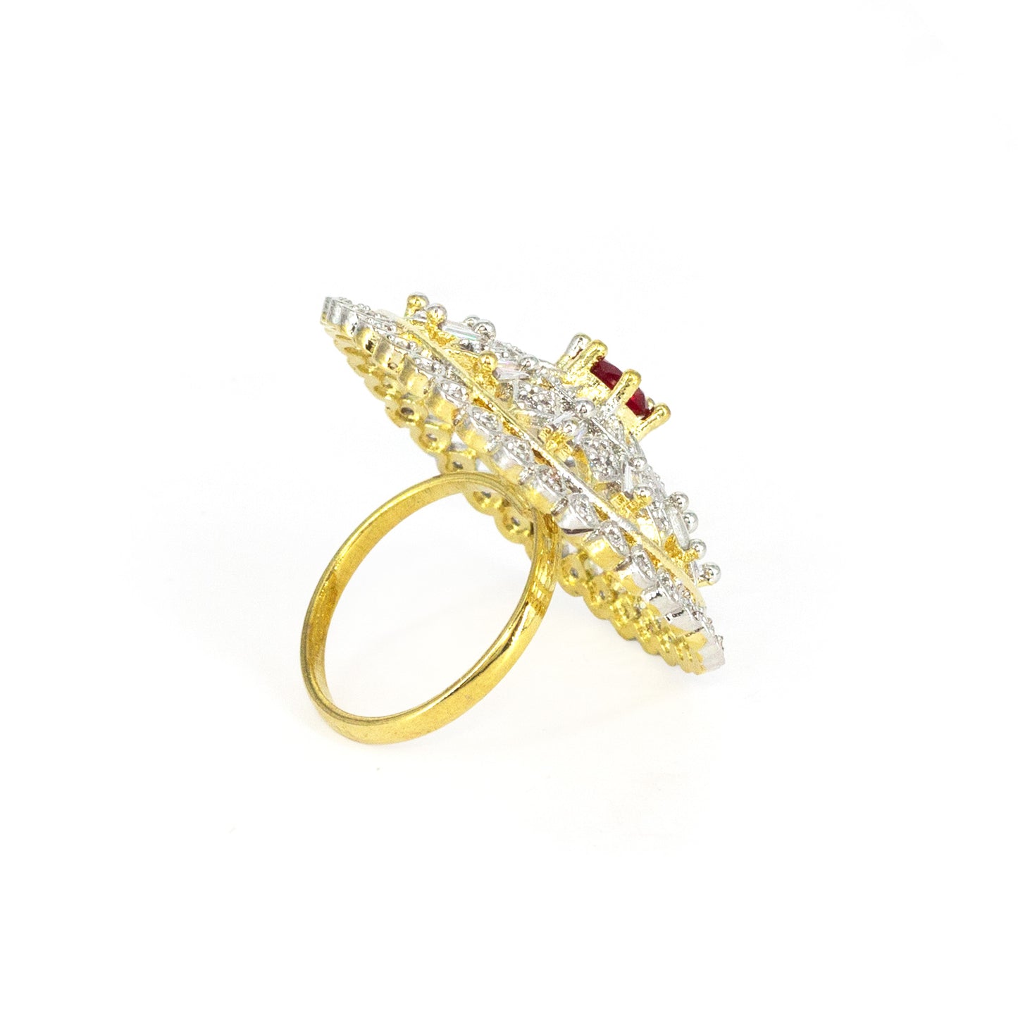 Gold Plated Red AD Finger Ring for Women