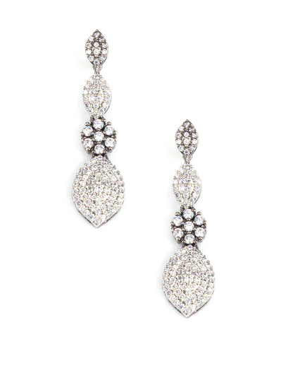 Silver Plated Black AD Floral Designer Jewellery Set