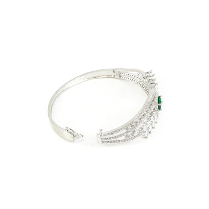 Silver Plated Green AD Bangle Bracelet for Women