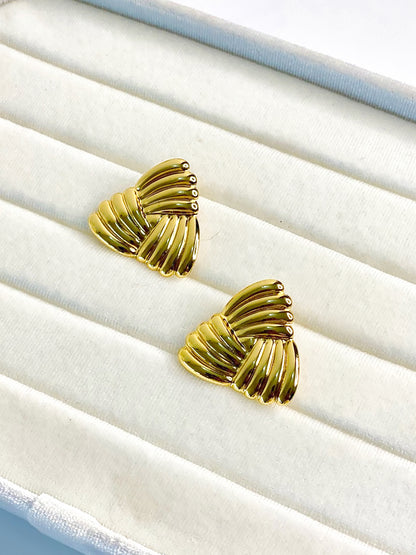 Stainless Steel Anti Tarnish Triangular Knot Stud Earrings