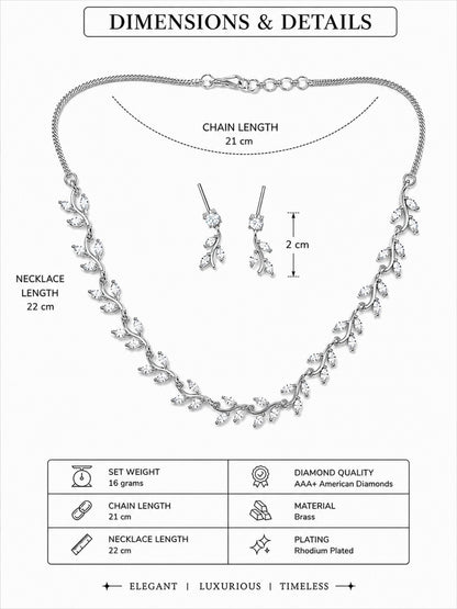 Silver Plated AD Floral Jewellery Set for Women