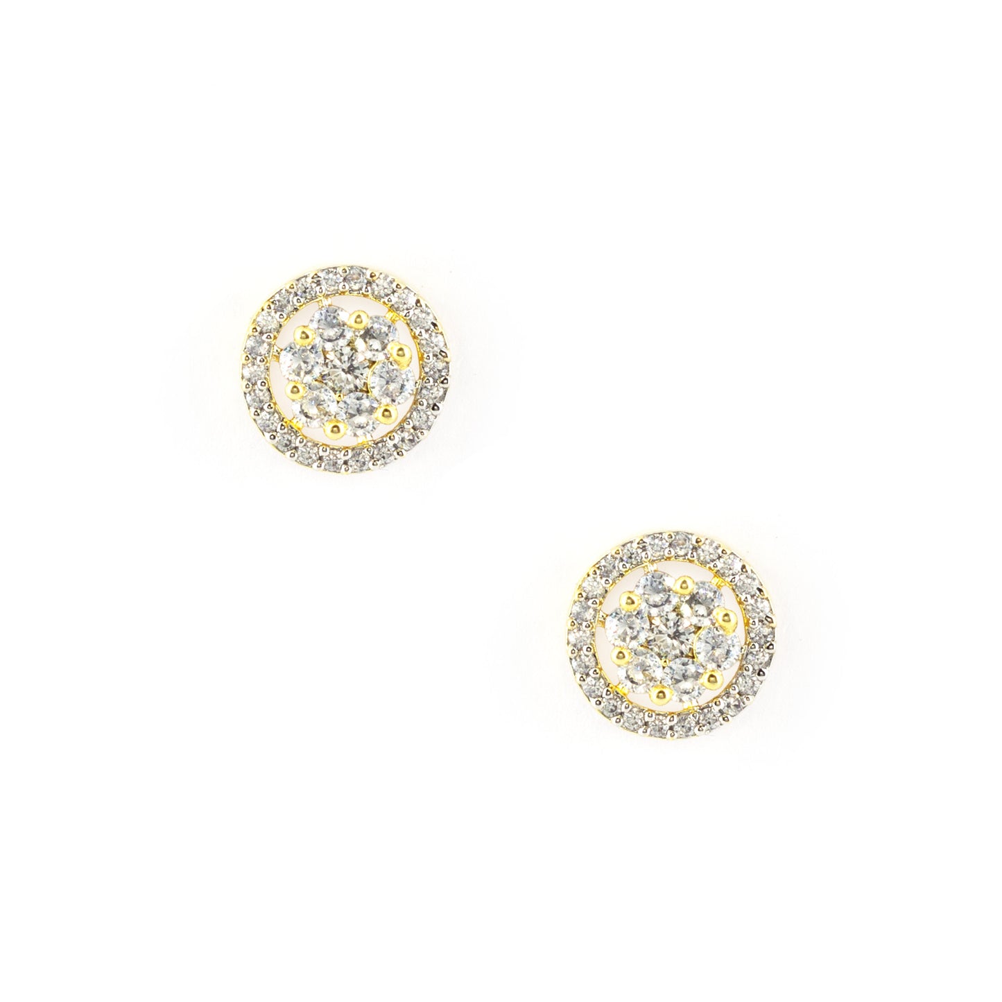 Gold Plated AD Round Stud Earring for Women