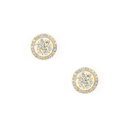 Gold Plated AD Round Stud Earring for Women