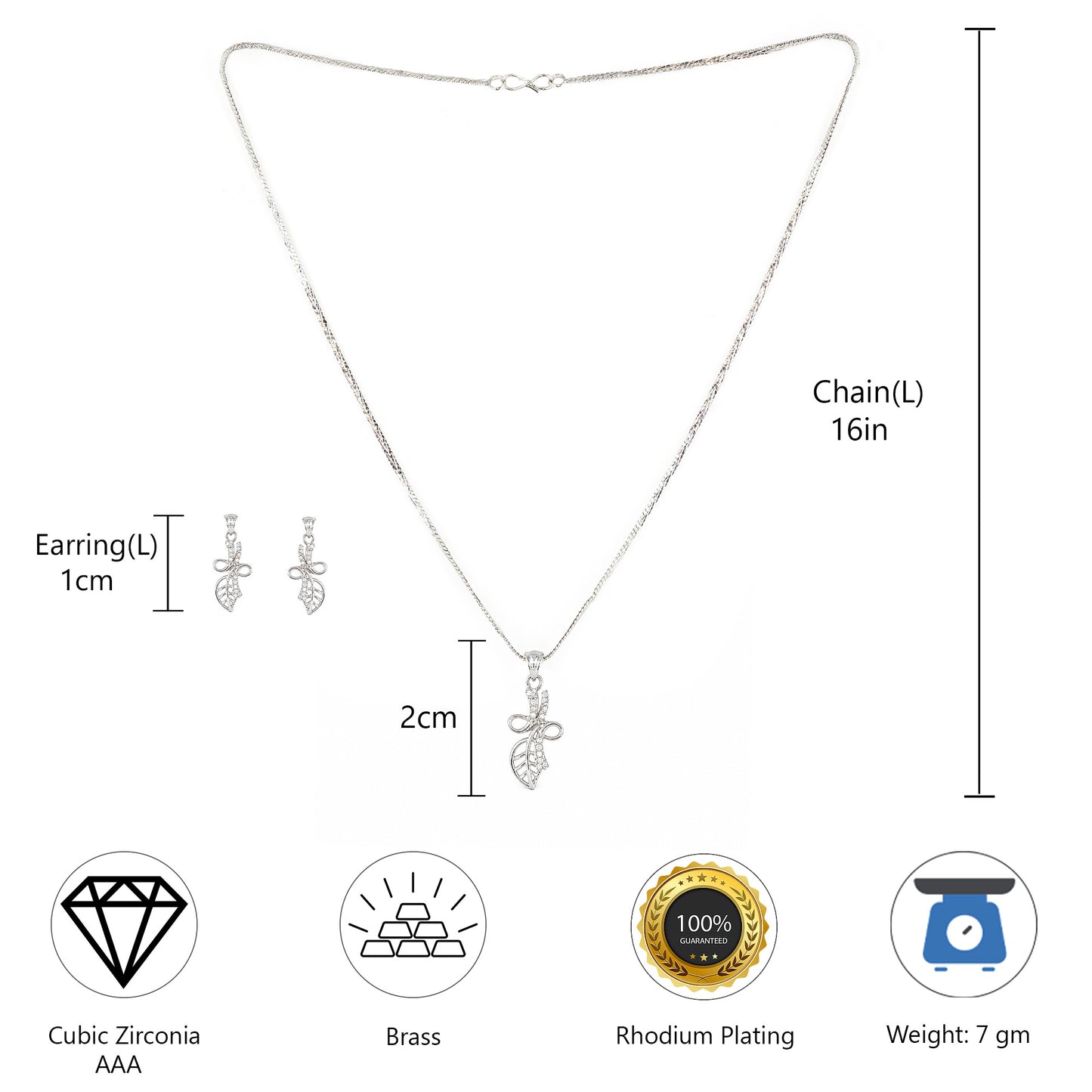 Silver Plated AD Pendant Set for Women