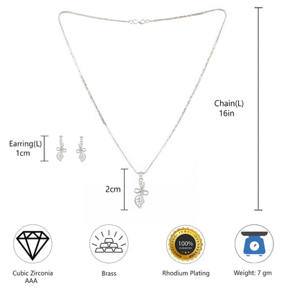 Silver Plated AD Pendant Set for Women
