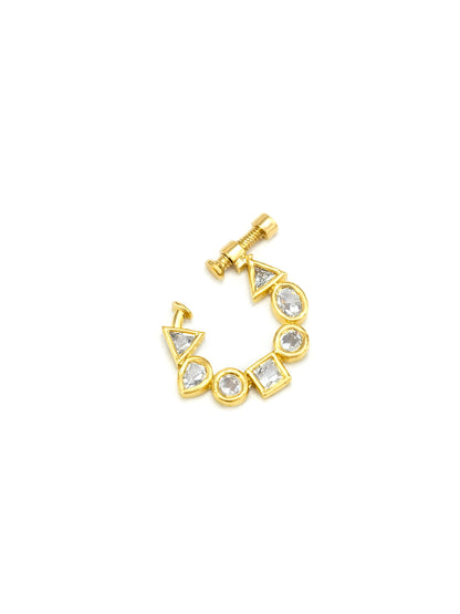 Gold Plated AD Small Non Piercing Nose Ring for Women