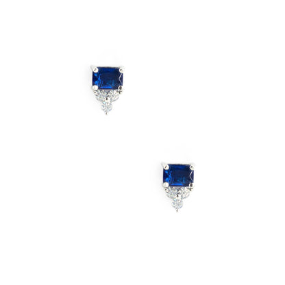 Rhodium Plated Blue AD Studs for Women