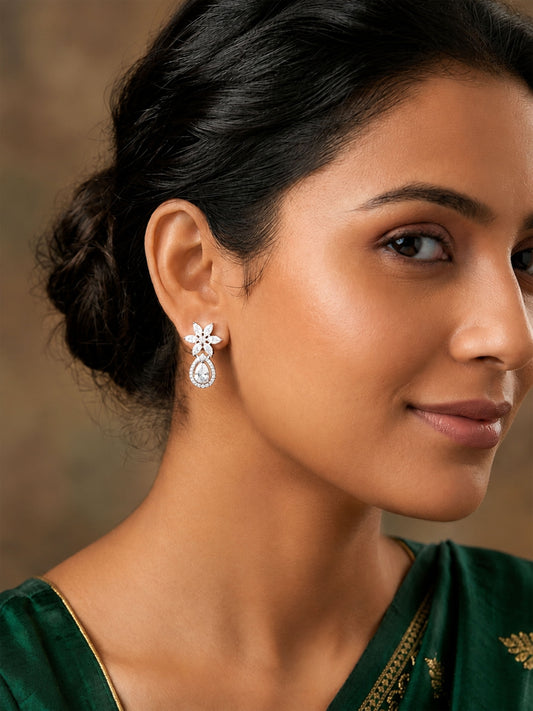 Rhodium Plated AD Earrings for Women