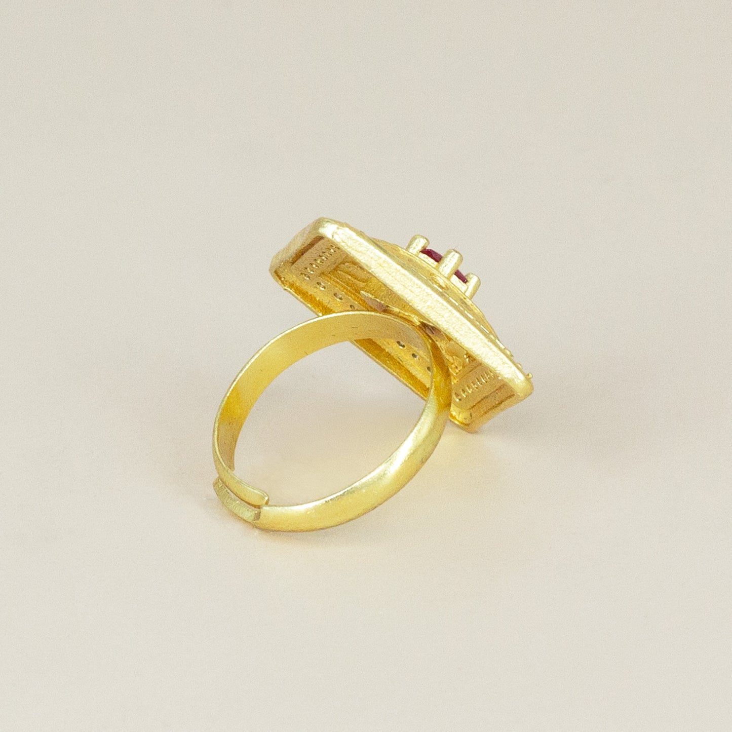 Gold Plated Anti Tarnish Red AD Finger Ring for Women