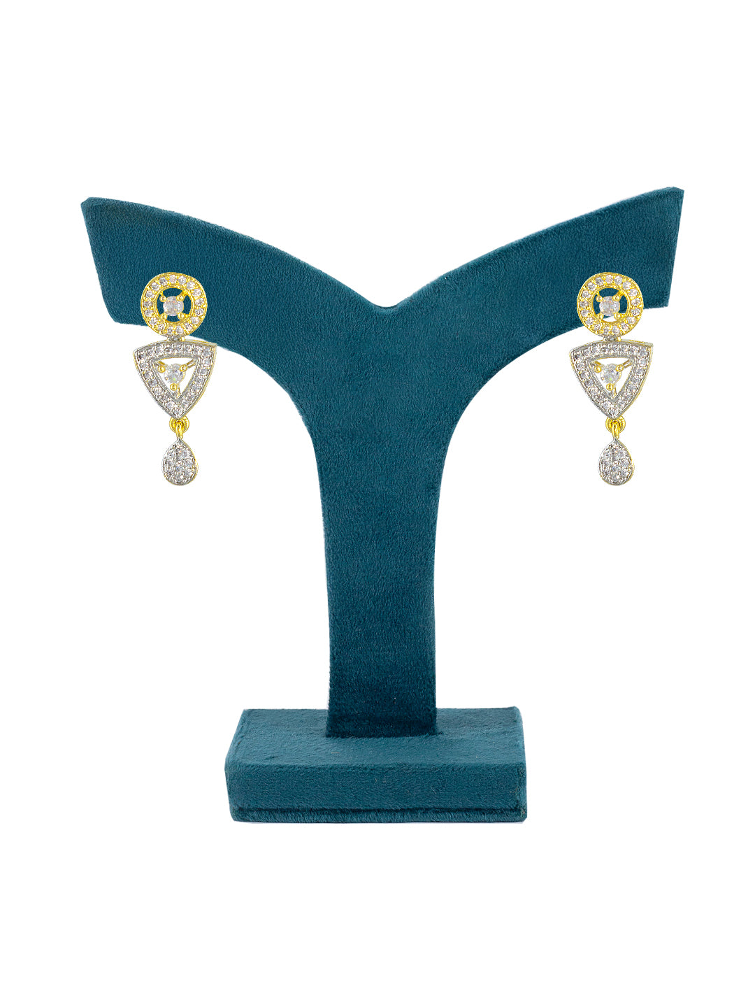 Gold Plated AD Drop Earrings For Women