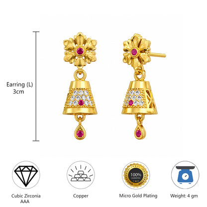 Micro Gold Plated AD Jhumki Earrings for Women
