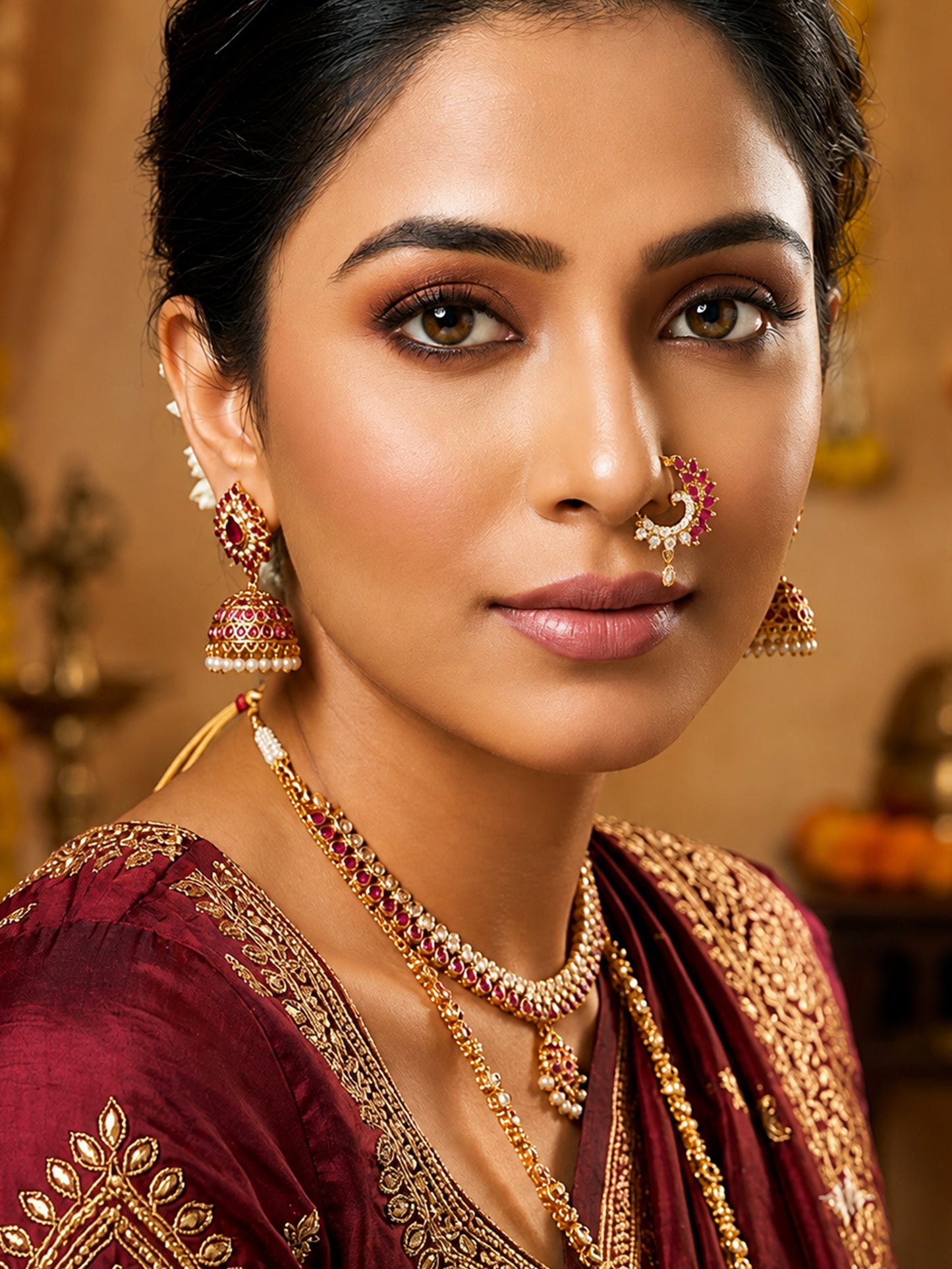 Gold Plated Red AD Nosering for Women