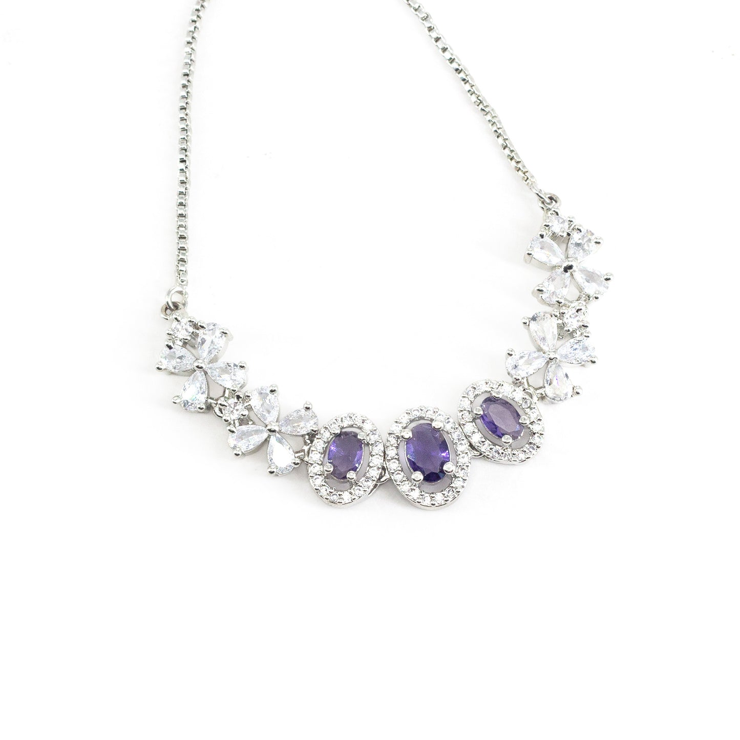 Silver Plated Purple AD Adjustable Bracelet for Women