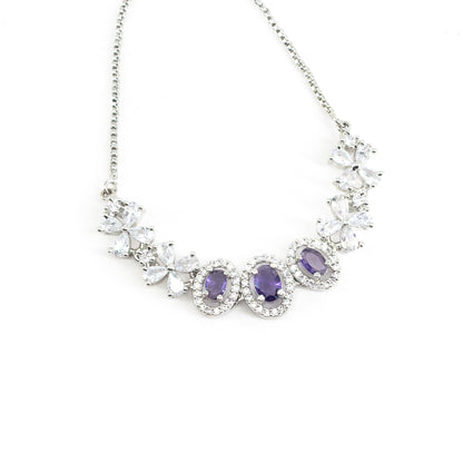 Silver Plated Purple AD Adjustable Bracelet for Women