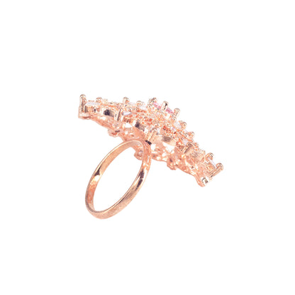 Rose Gold Plated Pink AD Ring for Women