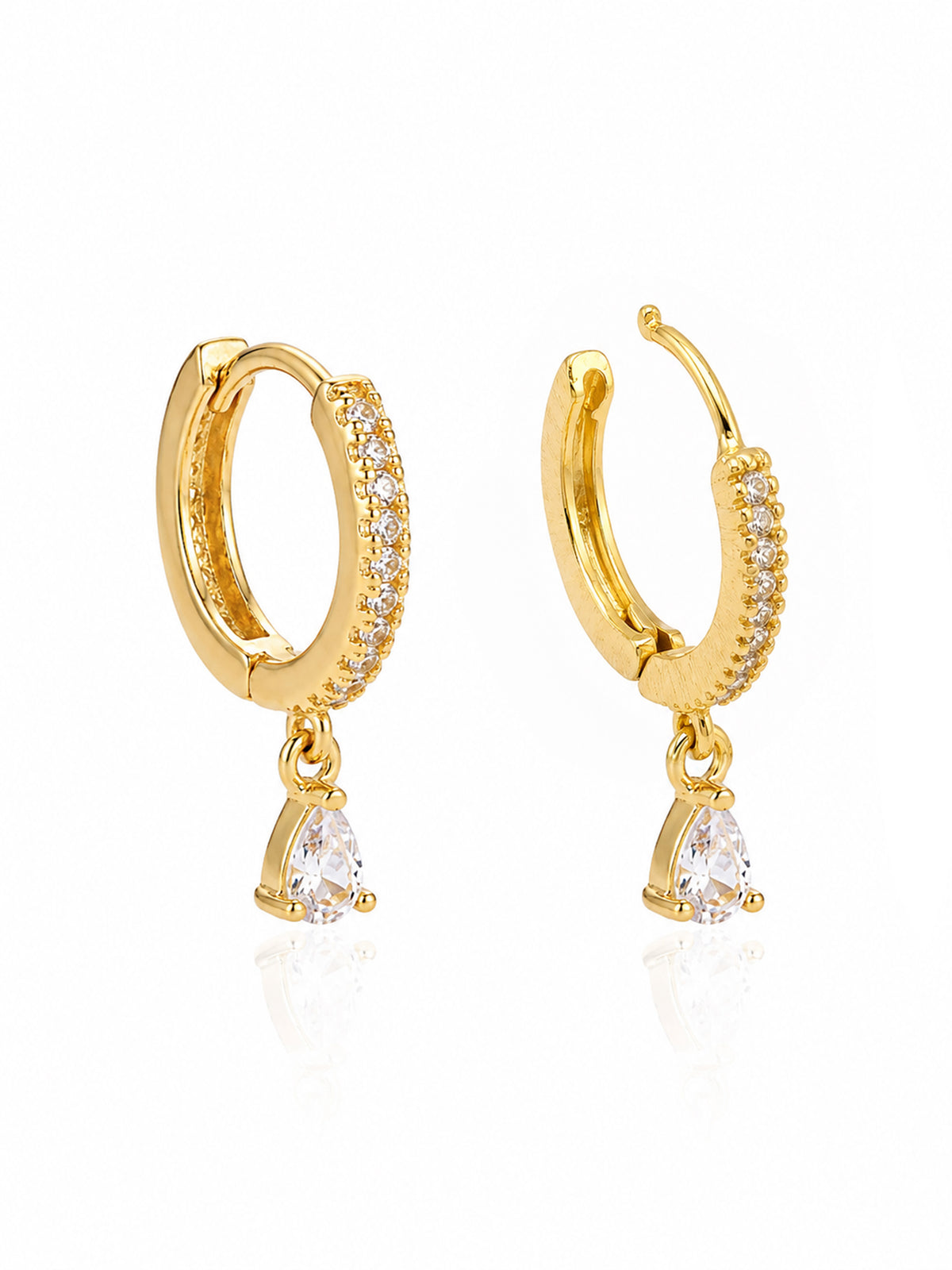 Gold Plated AD Drop Hoop Earrings for Women