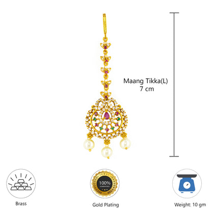 Gold Plated AD Ethnic Maang Tikka for Women