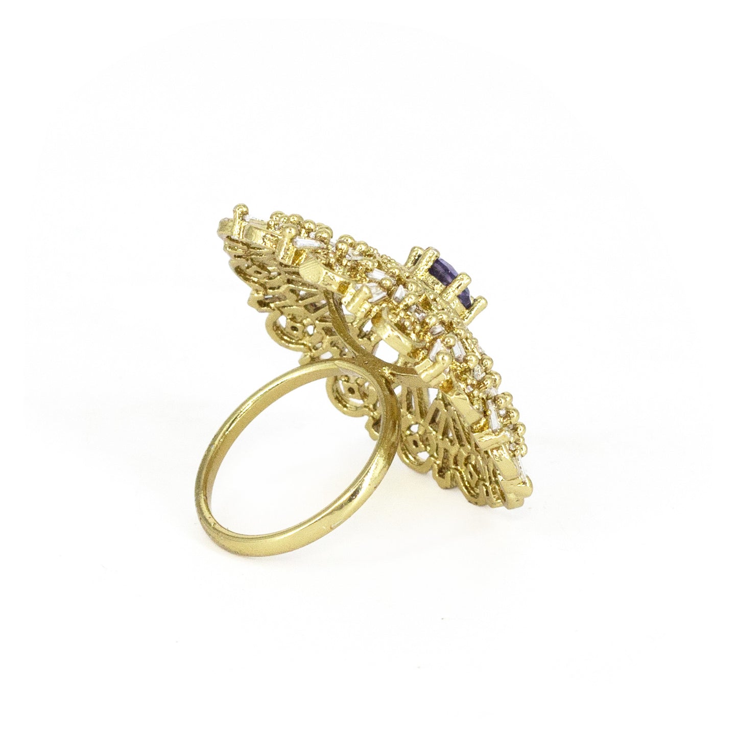 Gold Plated Purple AD Finger Ring for Women