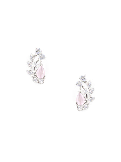 Silver Plated Pink American Diamond Designer Choker set for Women