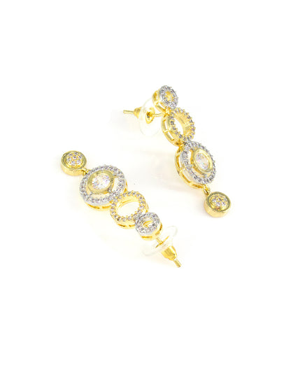Gold Plated Circular AD Drop Earrings for Women