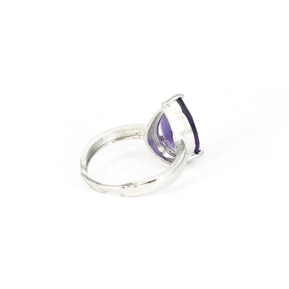 Rhodium Plated Purple AD Finger Ring for Women