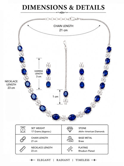 Silver Plated Blue AD Jewellery Set for Women
