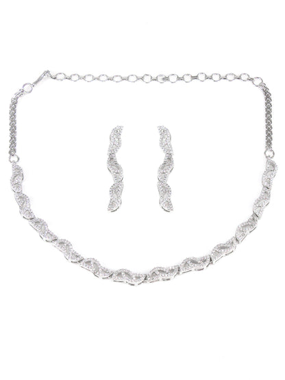 American Diamond White Minimal Jewellery Set For Women And Girls