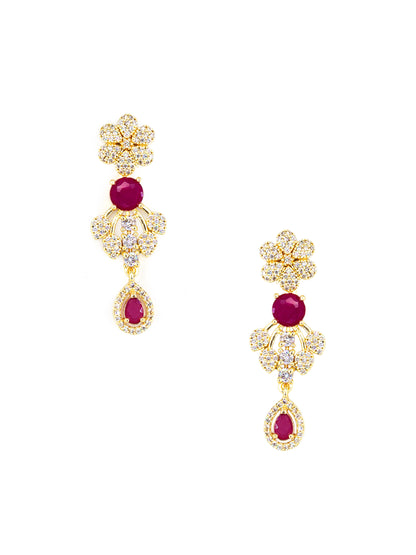 Gold Plated Red AD Designer Jewellery Set for Women