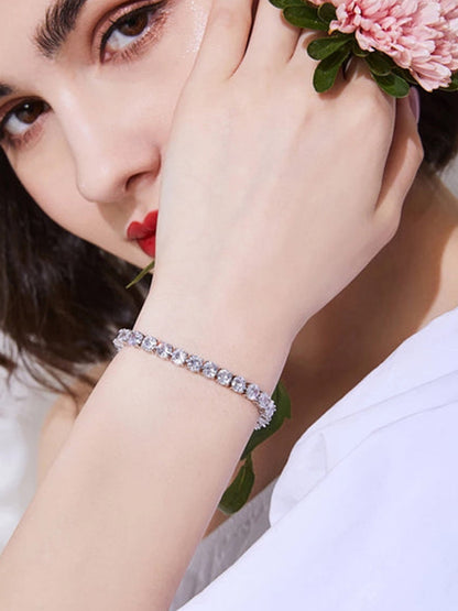Rose Gold Trendy Rhinestone Jewellery Set with Bracelet
