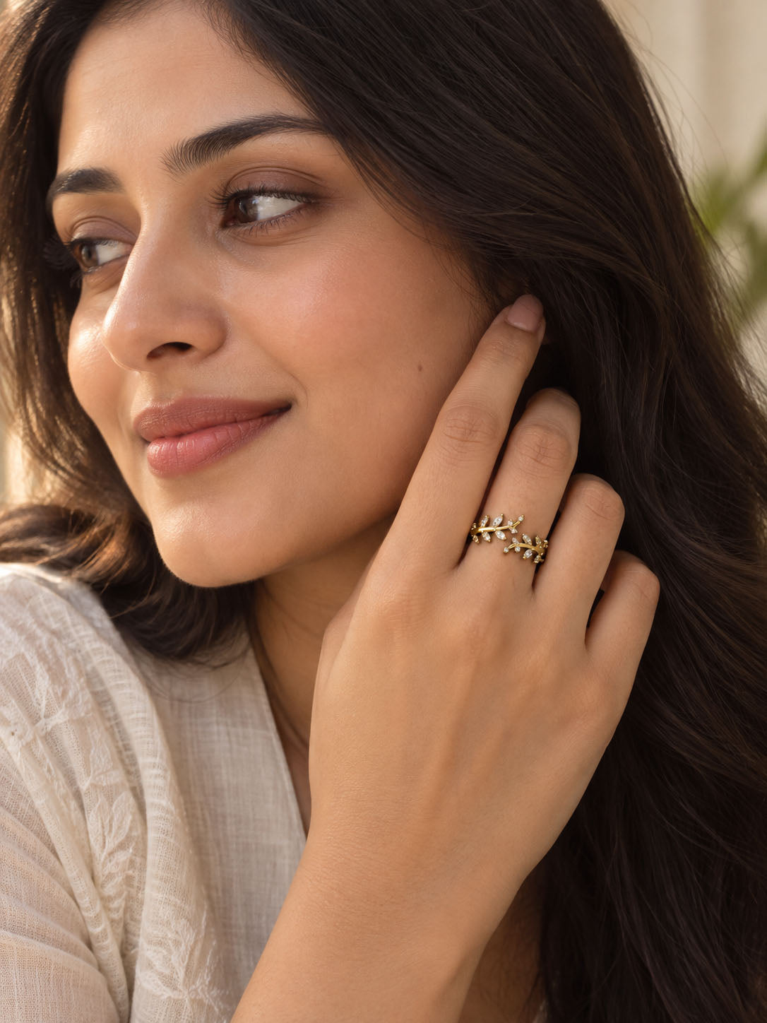 22K Gold Plated AD Finger Ring for Women
