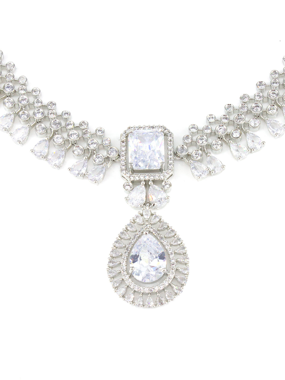 Rhodium Plated AD Designer Jewellery Set