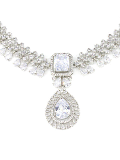 Rhodium Plated AD Designer Jewellery Set