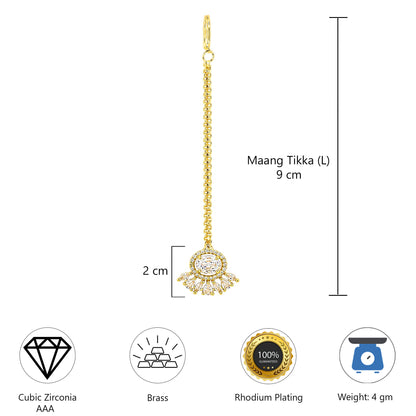 Gold Plated AD Maang Tikka for Women