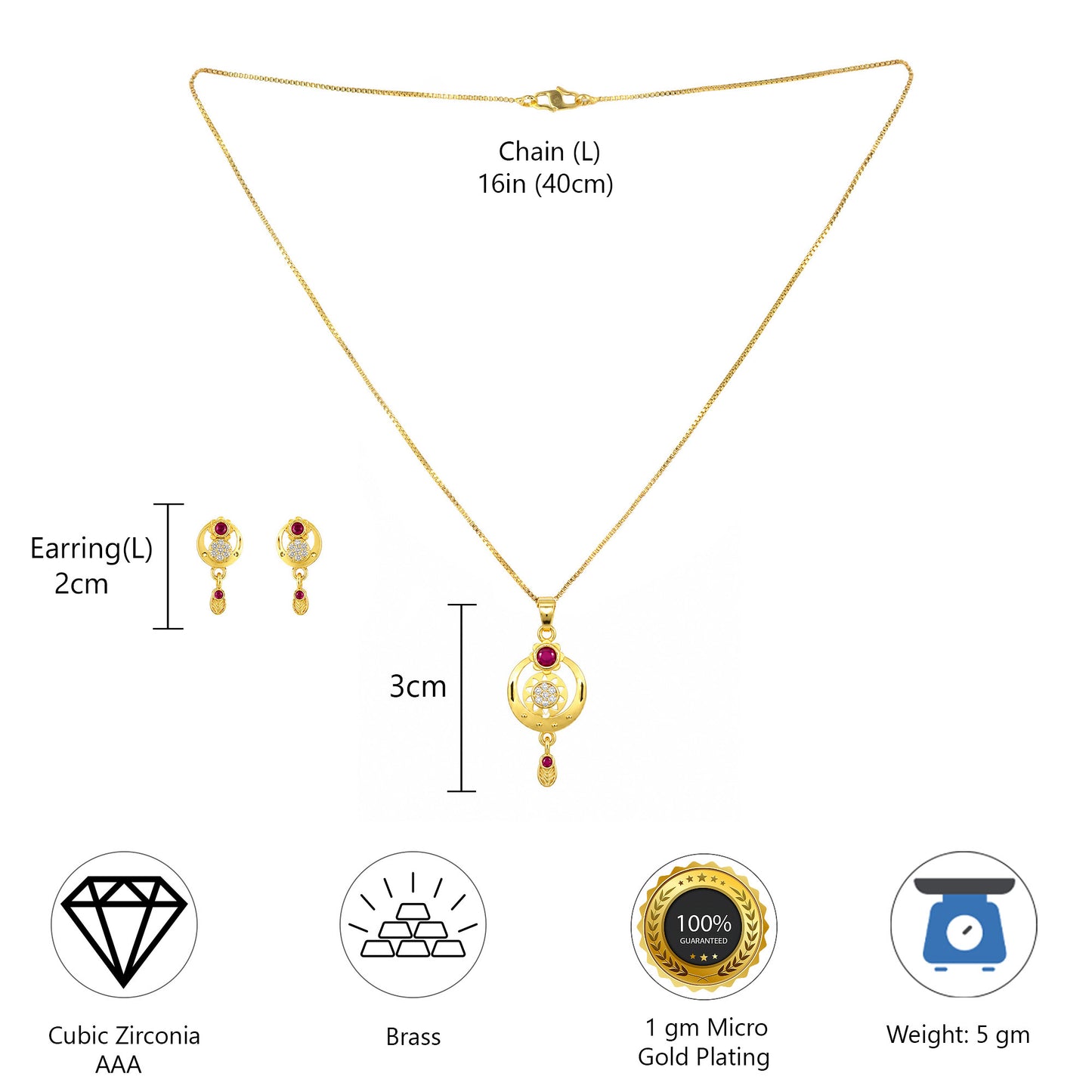 Micro Gold AD Pendant Set for Women