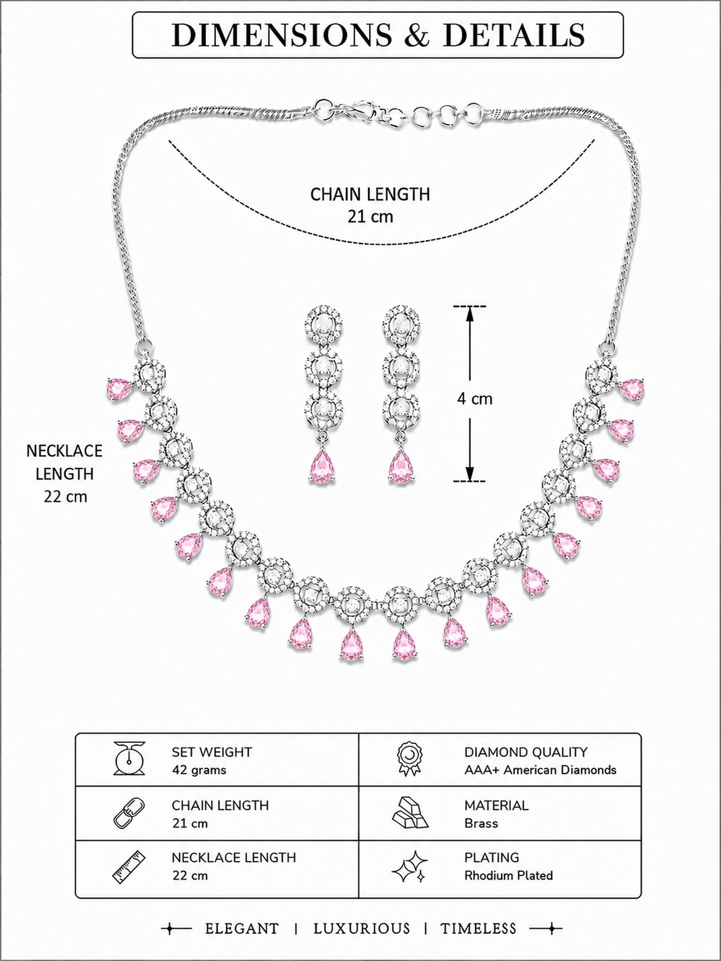 Silver Plated Pink AD Jewellery Set for Women