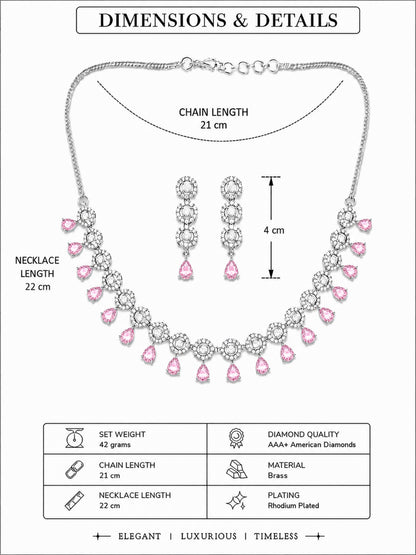 Silver Plated Pink AD Jewellery Set for Women