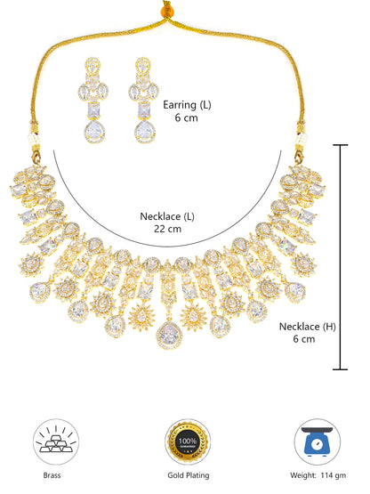 Gold Plated AD Semi-Bridal Jewellery Set For Women