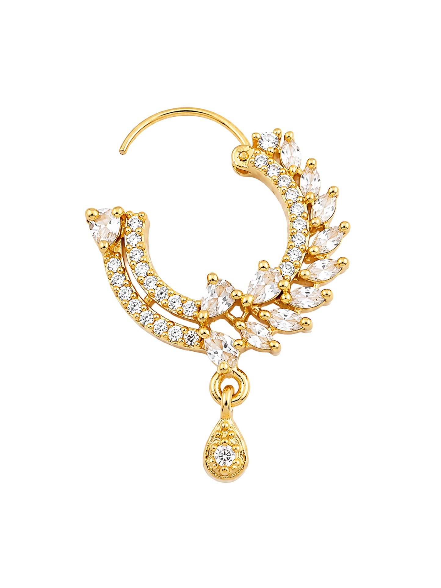 Gold Plated AD Floral Nosering for Women