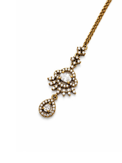 Antique Gold Plated AD Maang Tikka for Women