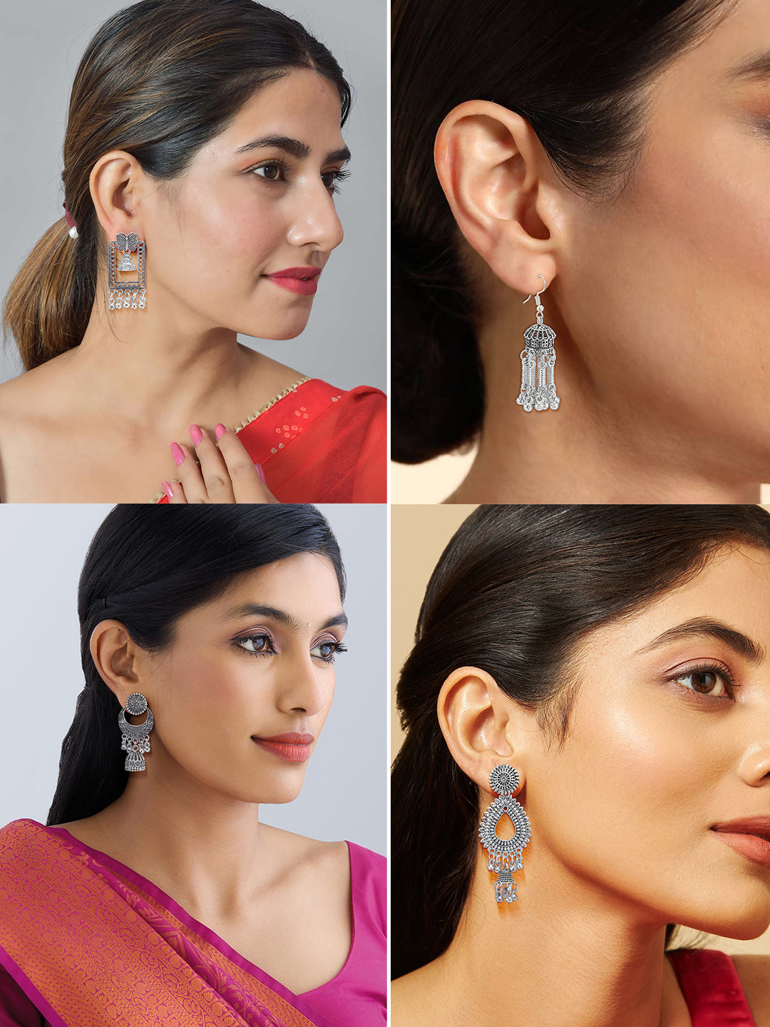 Set of 4 Flora & Butterfly Chandbali & Jhumki Earrings