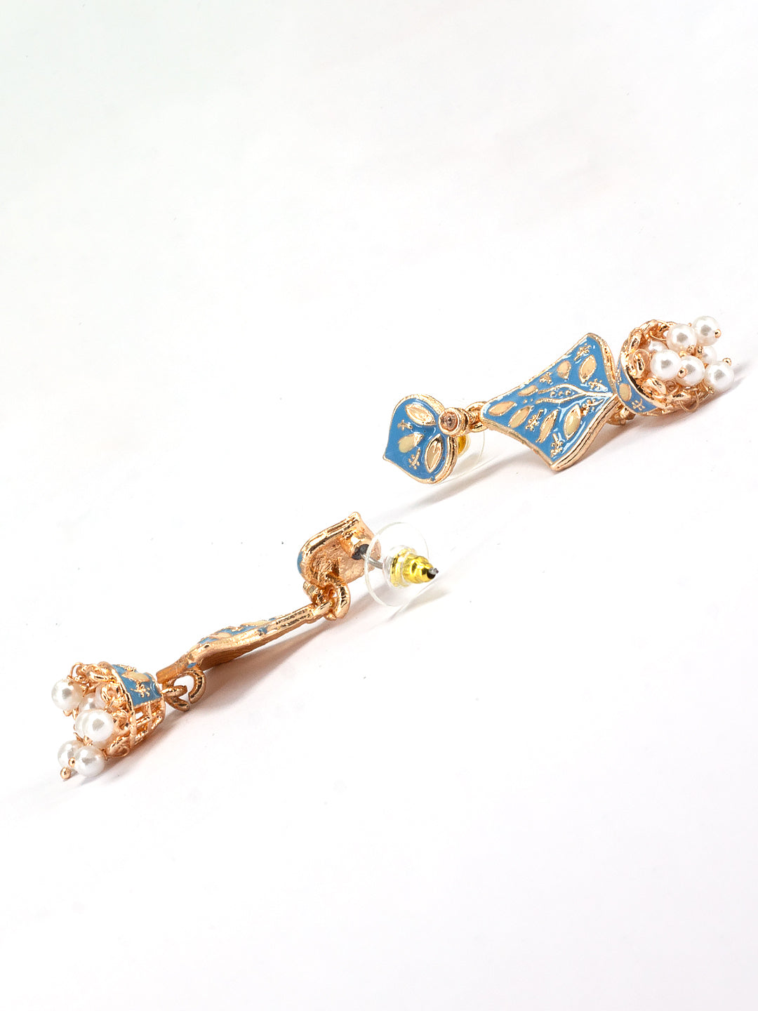 Blue Beads Drop Jhumka Earrings