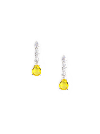 Silver Plated Yellow & White American Diamond Jewellery Set