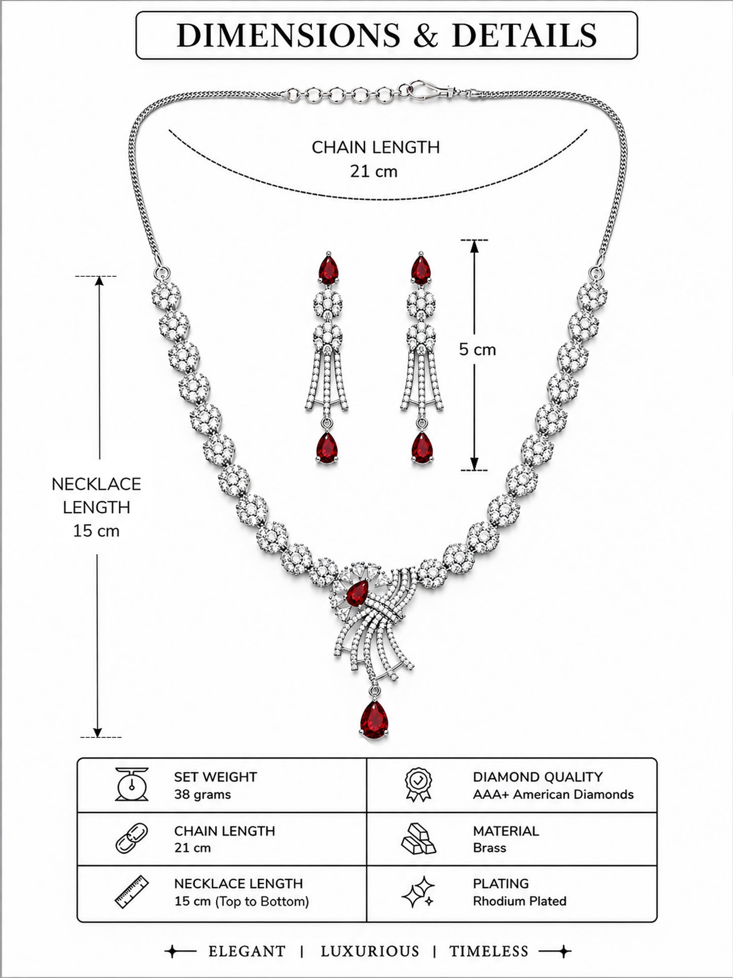 Silver Plated Red AD Jewellery Set for Women